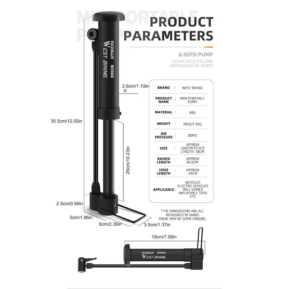 WEST BIKING Mini Bicycle Pump